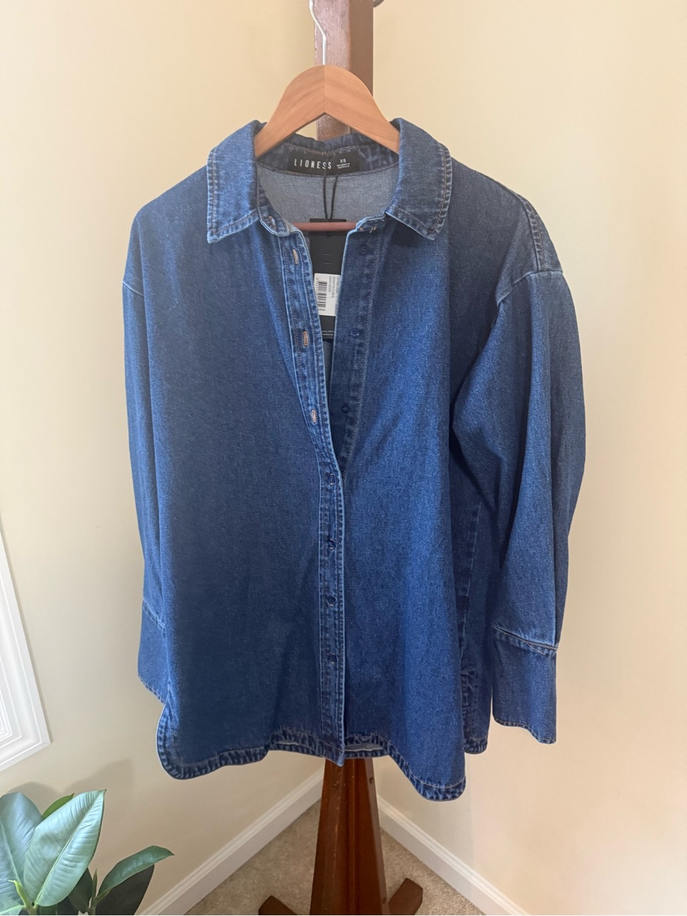 Lioness Dark Blue Denim Long Sleeve Shirt Dress - Picture 2 of 7